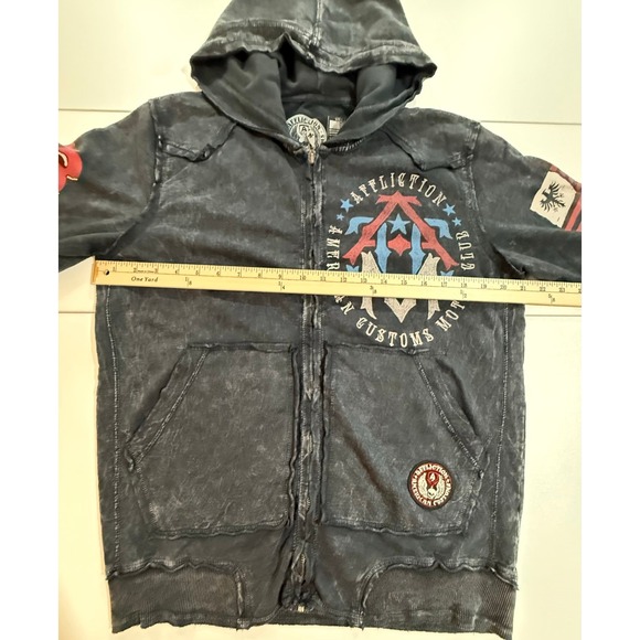 Alflication American Customs Biker Eagle Black Zip Hoodie Mens Size S (40)